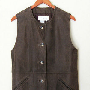 ADRIENNE VITTADINI Women’s VITTADINI SPORT Brown Leather Vest fits Med - NEW